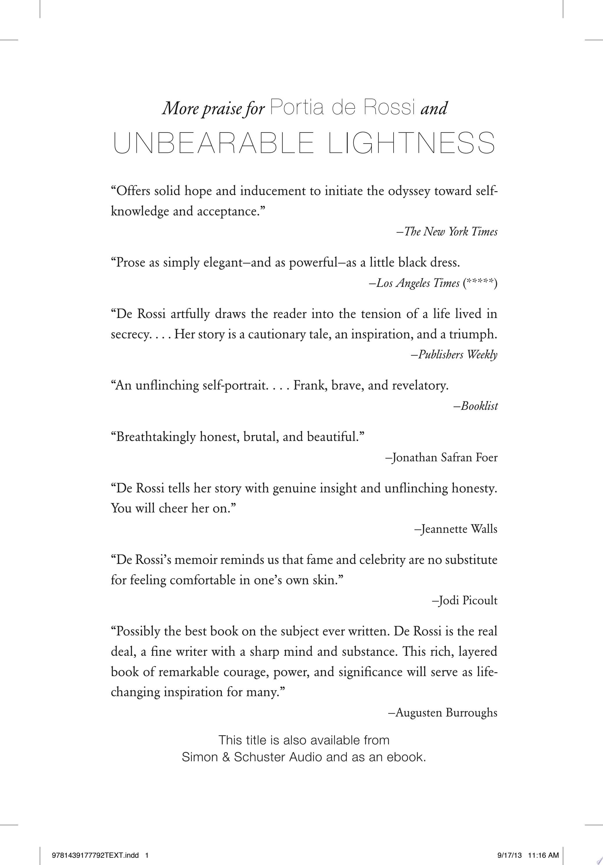 Cover of UNBEARABLE LIGHTNESS