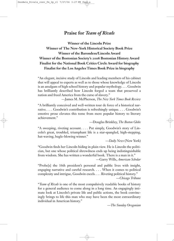 Cover of TEAM OF RIVALS