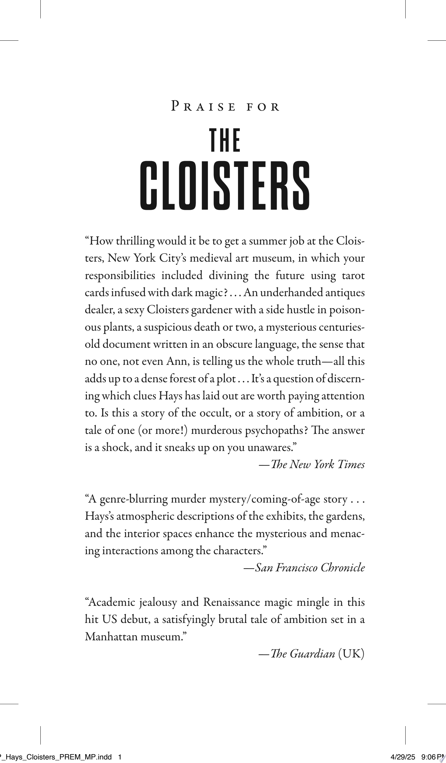 Cover of THE CLOISTERS