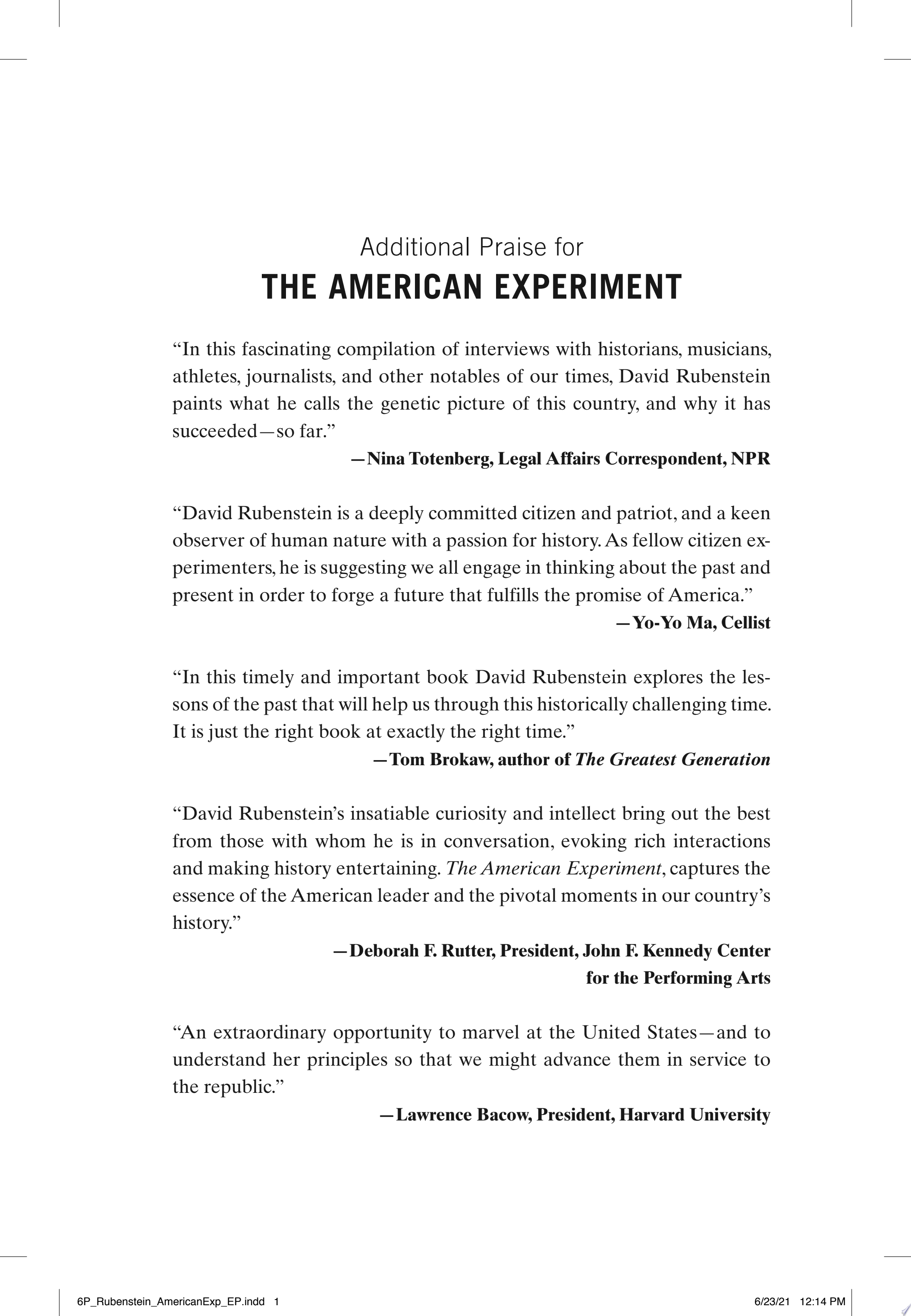 Cover of THE AMERICAN EXPERIMENT
