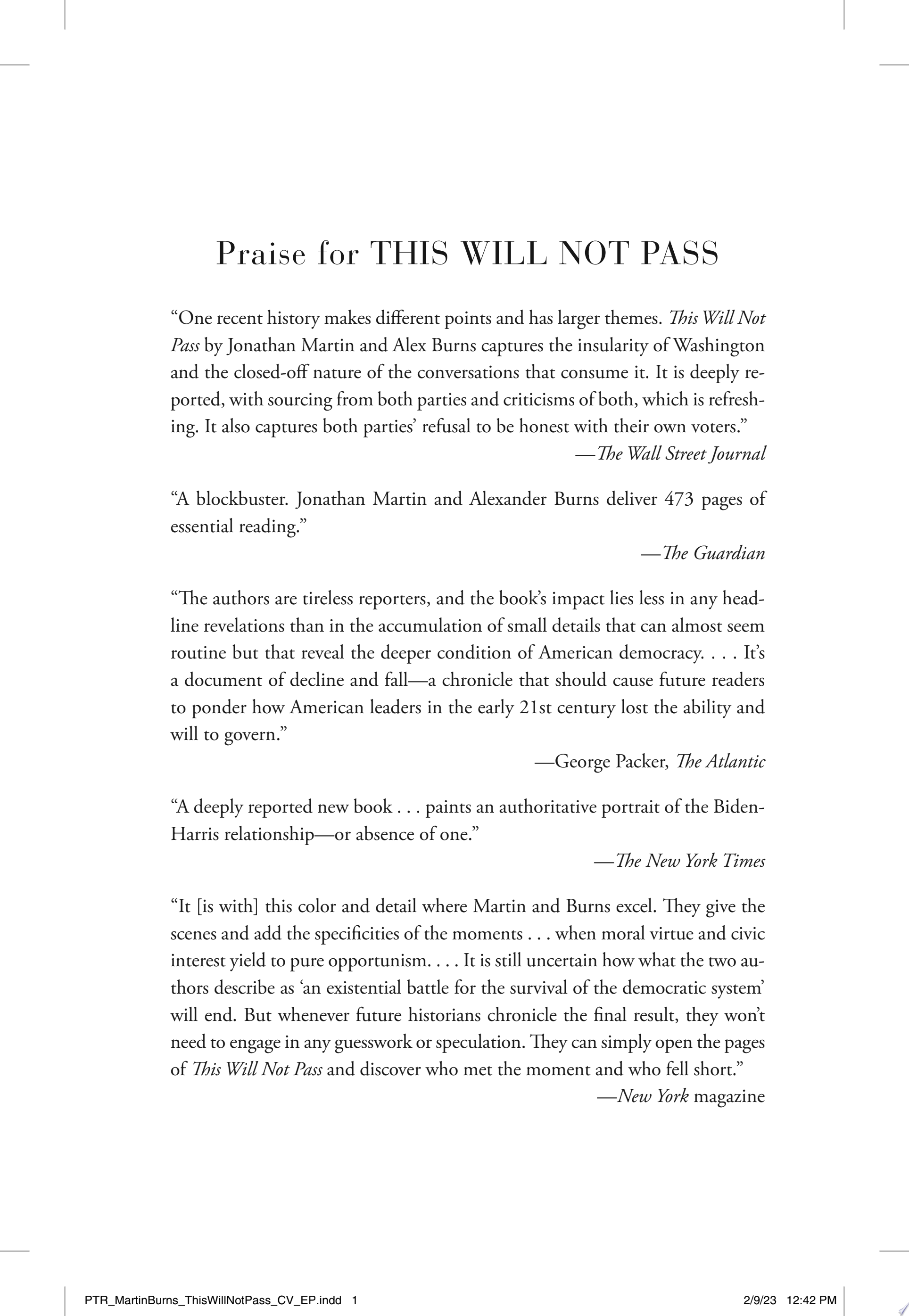 Cover of THIS WILL NOT PASS