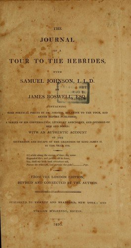 Cover of JOURNAL OF A TOUR TO THE HEBRIDES