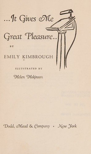 Cover of IT GIVES ME GREAT PLEASURE