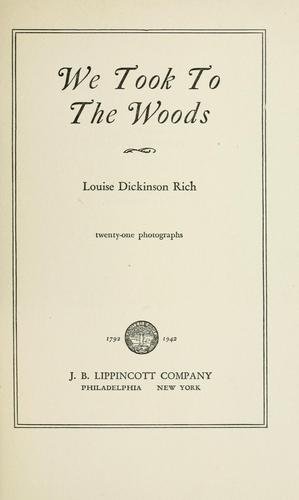 Cover of WE TOOK TO THE WOODS