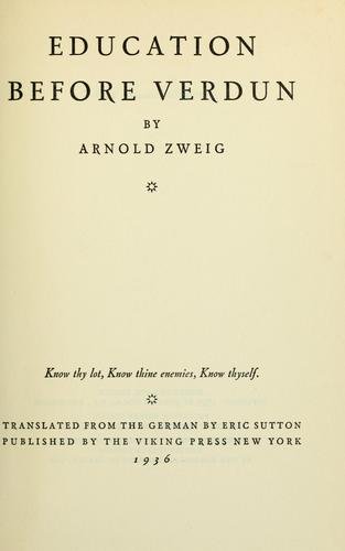 Cover of EDUCATION BEFORE VERDUN