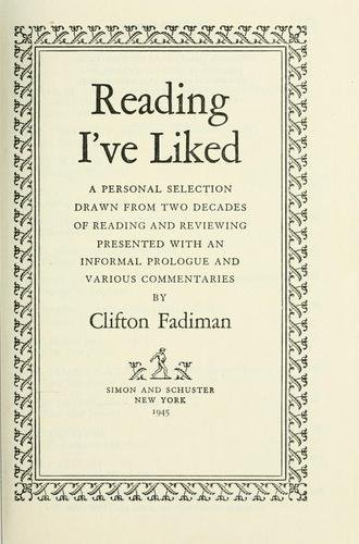 Cover of READING I'VE LIKED